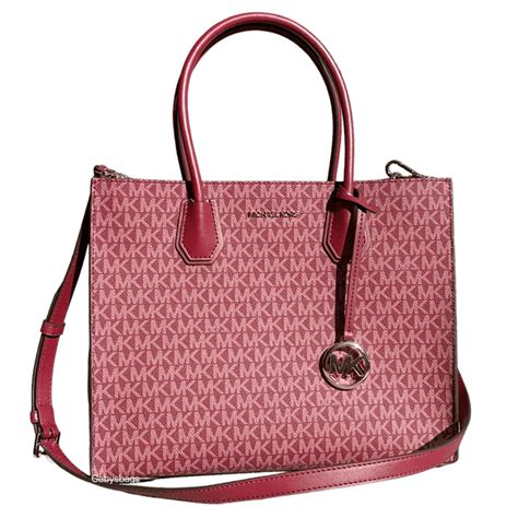 Michael Kors Mercer Large Convertible Tote Crossbody Mulberry 